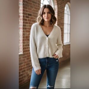 Lauren Conrad Eyelash Knit Button-Front Cardigan (NWT) - Size M